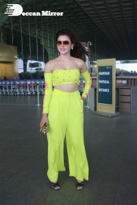 Urvashi Rautela in a Off Shoulder green dress