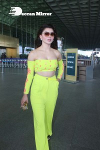 Urvashi Rautela in a Off Shoulder green dress