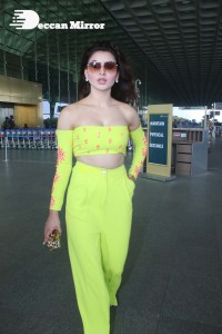 Urvashi Rautela in a Off Shoulder green dress