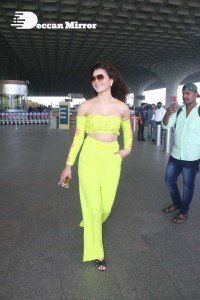 Urvashi Rautela in a Off Shoulder green dress