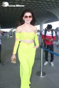 Urvashi Rautela in a Off Shoulder green dress