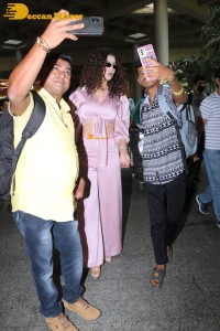 Urvashi Rautela in a Pink Dress at the Airport