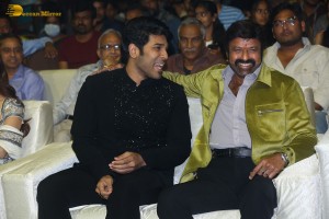 Pre-Release Function of the movie Urvasivo Rakshasivo attended by Allu Sirish, Anu Emmanuel, Allu Aravind and Nandamuri Balakrishna