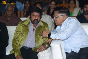 Pre-Release Function of the movie Urvasivo Rakshasivo attended by Allu Sirish, Anu Emmanuel, Allu Aravind and Nandamuri Balakrishna