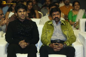 Pre-Release Function of the movie Urvasivo Rakshasivo attended by Allu Sirish, Anu Emmanuel, Allu Aravind and Nandamuri Balakrishna
