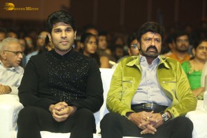 Pre-Release Function of the movie Urvasivo Rakshasivo attended by Allu Sirish, Anu Emmanuel, Allu Aravind and Nandamuri Balakrishna