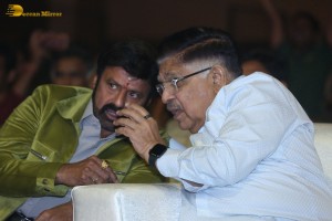 Pre-Release Function of the movie Urvasivo Rakshasivo attended by Allu Sirish, Anu Emmanuel, Allu Aravind and Nandamuri Balakrishna
