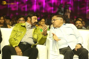 Pre-Release Function of the movie Urvasivo Rakshasivo attended by Allu Sirish, Anu Emmanuel, Allu Aravind and Nandamuri Balakrishna