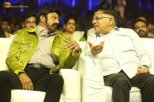 Pre-Release Function of the movie Urvasivo Rakshasivo attended by Allu Sirish, Anu Emmanuel, Allu Aravind and Nandamuri Balakrishna
