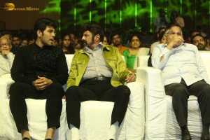 Pre-Release Function of the movie Urvasivo Rakshasivo attended by Allu Sirish, Anu Emmanuel, Allu Aravind and Nandamuri Balakrishna