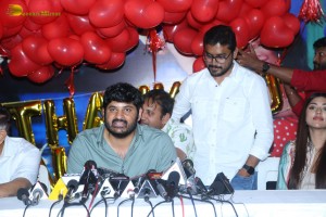Allu Aravind and Allu Sirish cut cake with Anu Emmanuel to celebrate the success of the film Urvasivo Rakshasivo