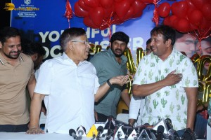 Allu Aravind and Allu Sirish cut cake with Anu Emmanuel to celebrate the success of the film Urvasivo Rakshasivo