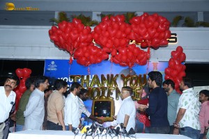 Allu Aravind and Allu Sirish cut cake with Anu Emmanuel to celebrate the success of the film Urvasivo Rakshasivo