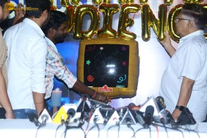 Allu Aravind and Allu Sirish cut cake with Anu Emmanuel to celebrate the success of the film Urvasivo Rakshasivo