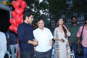 Allu Aravind and Allu Sirish cut cake with Anu Emmanuel to celebrate the success of the film Urvasivo Rakshasivo