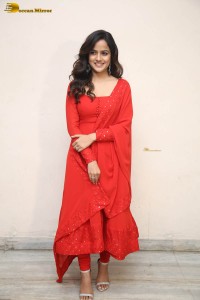 Indian actress Vaishnavi Chaitanya pretty in a red salwar kameez