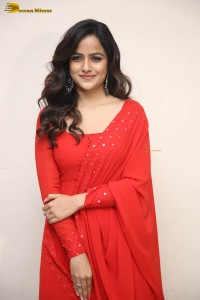 Indian actress Vaishnavi Chaitanya pretty in a red salwar kameez