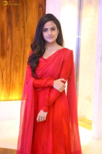 actress vaishnavi chaitanya cute looks in a red salwar kameez dress