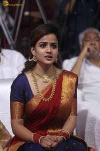 actress Vaishnavi Chaitanya pretty in a red half saree