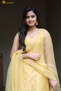 actress Vaishnavi Krishna cute in a yellow salwar dress