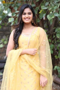 actress Vaishnavi Krishna cute in a yellow salwar dress