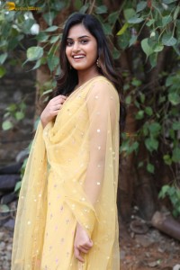 actress Vaishnavi Krishna cute in a yellow salwar dress