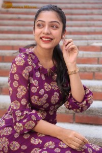 Telugu Actress Varsha Bollamma Photoshoot in a violet dress