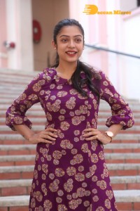 Telugu Actress Varsha Bollamma Photoshoot in a violet dress
