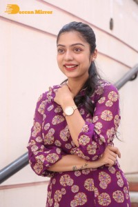 Telugu Actress Varsha Bollamma Photoshoot in a violet dress