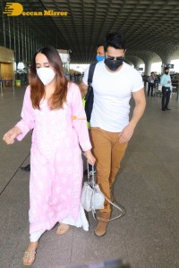 Actor Varun Dhawan spotted with his wife Natasha Dalal at Mumbai Airport