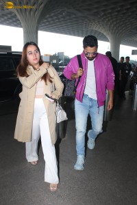 Actor Varun Dhawan was spotted with his wife Natasha at the Mumbai Airport on December 28, 2023