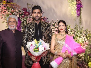 Varun Tej and Lavanya Tripathi's Wedding Reception attended by Chiranjeevi, Venkatesh, Naga Chaitanya, and other friends and family
