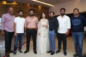 Teaser Launch of the Telugu film Vinaro Bhagyamu Vishnu Katha attended by Kiran Abbavaram and Kashmira Pardeshi