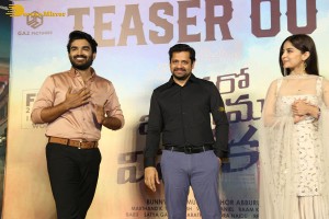Teaser Launch of the Telugu film Vinaro Bhagyamu Vishnu Katha attended by Kiran Abbavaram and Kashmira Pardeshi