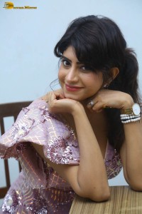 Indian actress vindhya tiwary hot cleavage show in a low neck dress for a photoshoot