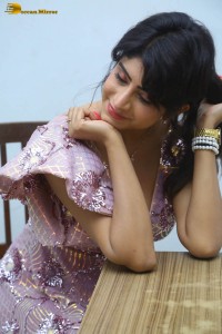 Indian actress vindhya tiwary hot cleavage show in a low neck dress for a photoshoot