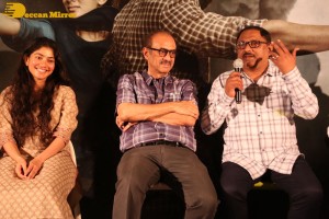 Sai Pallavi and Daggubati Suresh Babu attend the Press Meet of the movie Virata Parvam