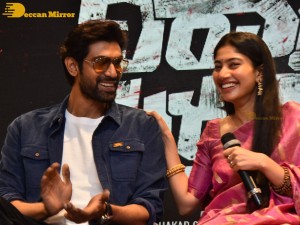 Sai Pallavi and Rana Daggubati in Vijayawada to promote their movie Virata Parvam