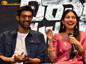 Sai Pallavi and Rana Daggubati in Vijayawada to promote their movie Virata Parvam