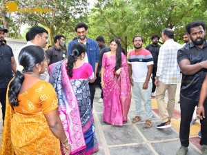 Sai Pallavi and Rana Daggubati in Vignan College to promote their movie Virata Parvam