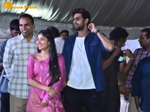 Sai Pallavi and Rana Daggubati in Vignan College to promote their movie Virata Parvam