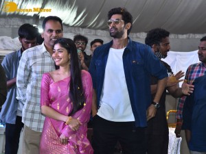 Sai Pallavi and Rana Daggubati in Vignan College to promote their movie Virata Parvam