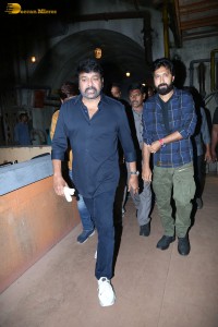 Chiranjeevi and Ravi Teja attend the Press Meet of the movie Waltair Veerayya