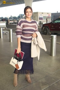 actress wamiqa gabbi cute in a colorful sweater at mumbai airport