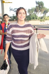 actress wamiqa gabbi cute in a colorful sweater at mumbai airport