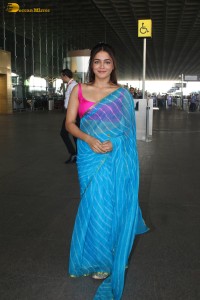 actress Wamiqa Gabbi beautiful in a blue saree