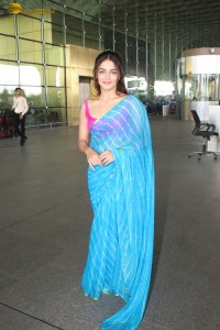 actress Wamiqa Gabbi beautiful in a blue saree