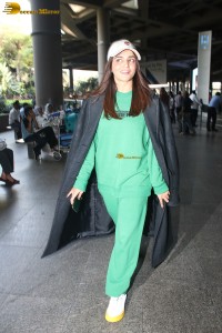 Bollywood actress Wamiqa Gabbi cute in a green dress at mumbai airport