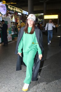 Bollywood actress Wamiqa Gabbi cute in a green dress at mumbai airport