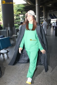 Bollywood actress Wamiqa Gabbi cute in a green dress at mumbai airport